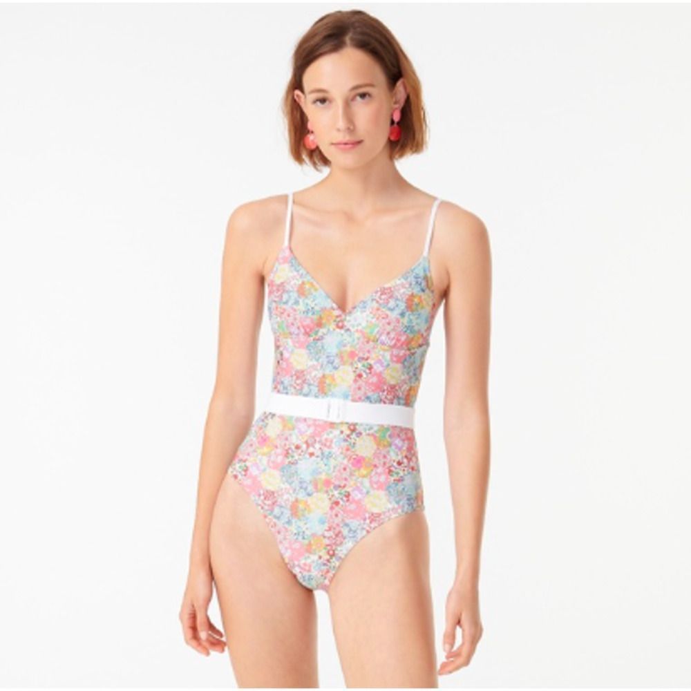 J. Crew Micro Floral One Piece Belted Liberty® Patchwork Dream Size 14